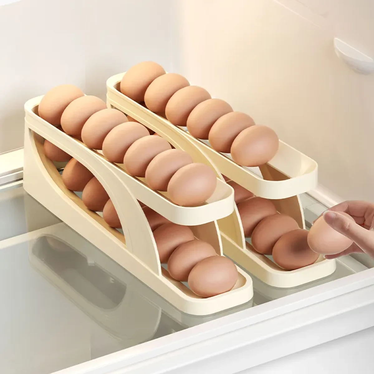 Plastic Automatic Rolling Egg Dispenser Holder