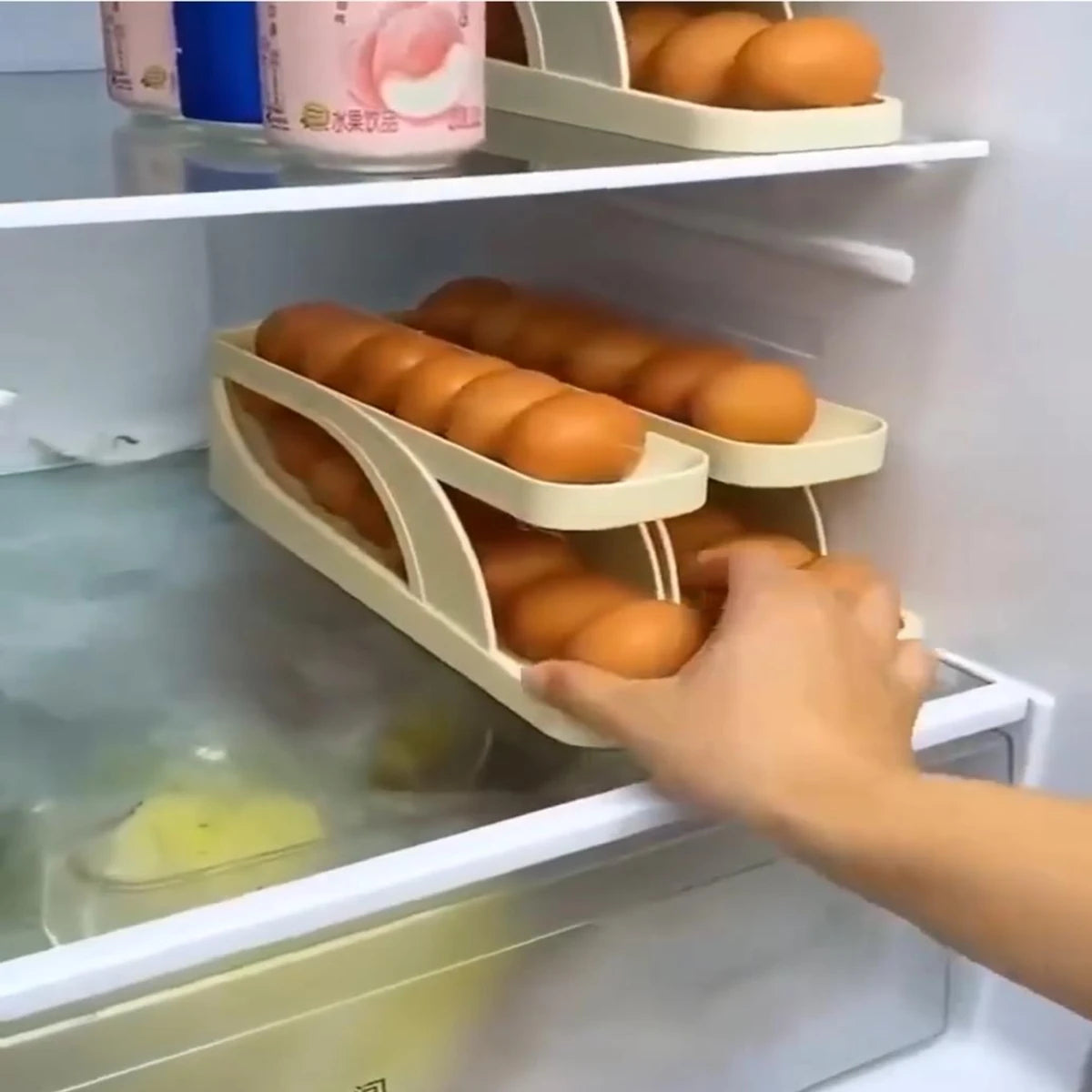 Plastic Automatic Rolling Egg Dispenser Holder